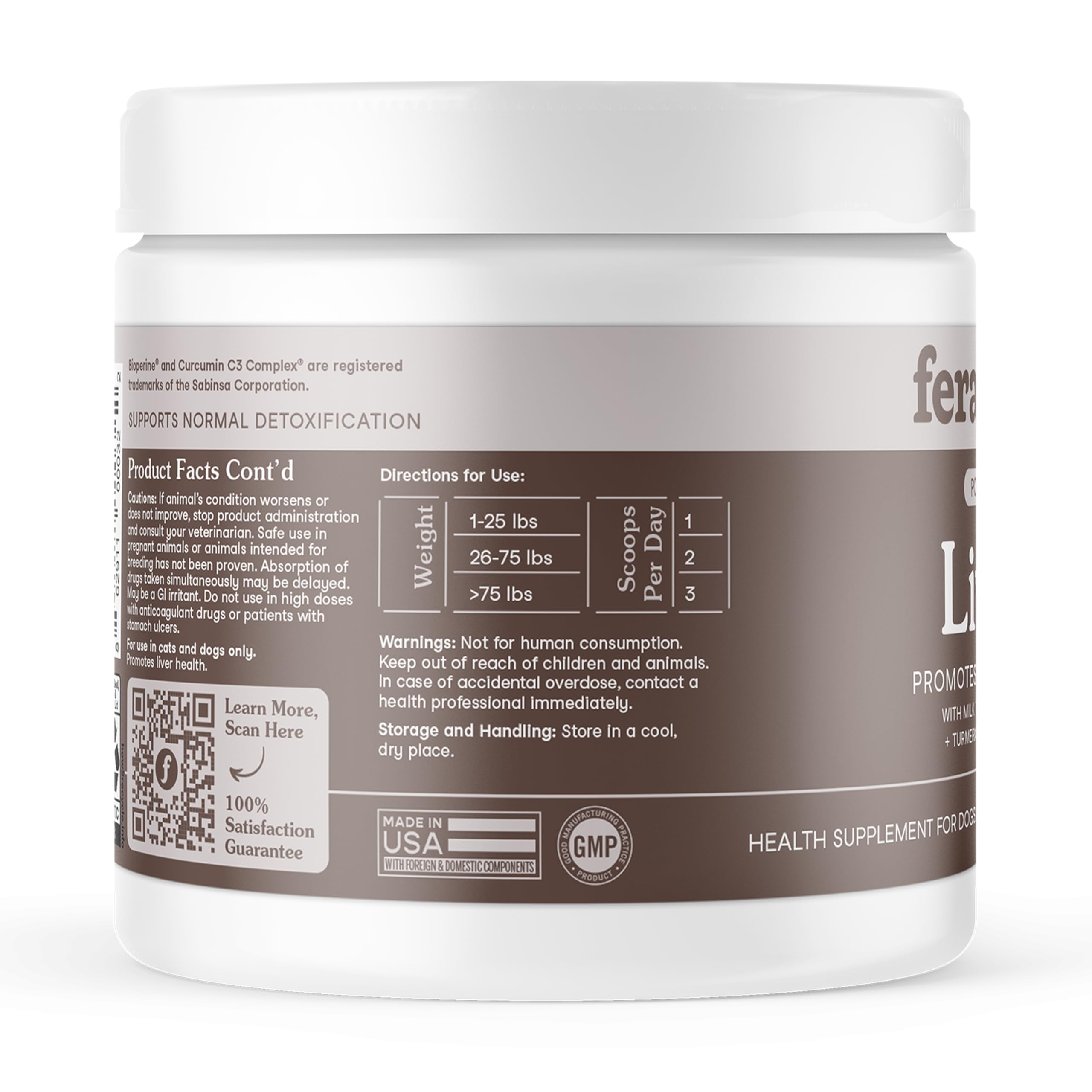 Fera Pets – emballage sans colorants, formule conforme NASC et produite aux États-Unis.