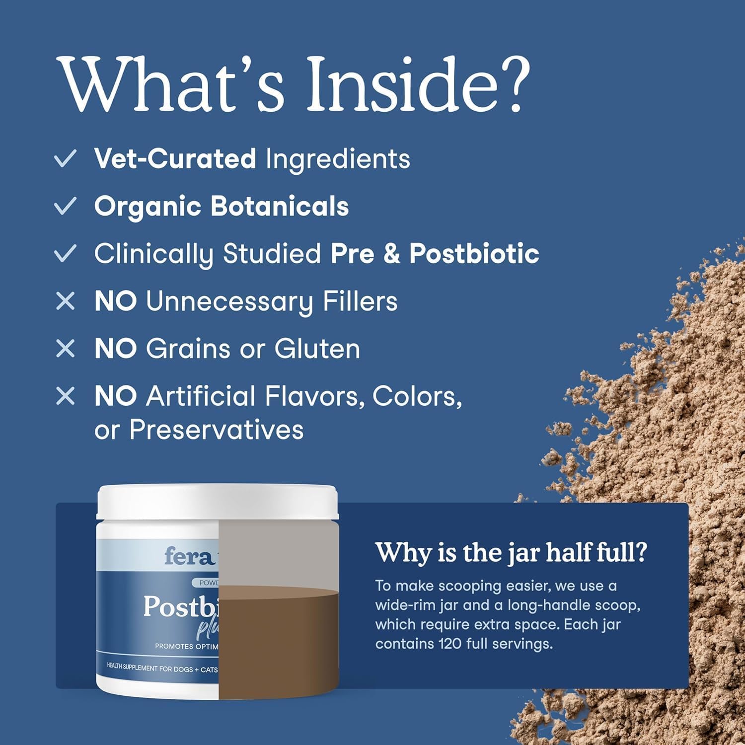 Fera Pets ingrédients gingembre, fenouil et réglisse pour un confort digestif.
