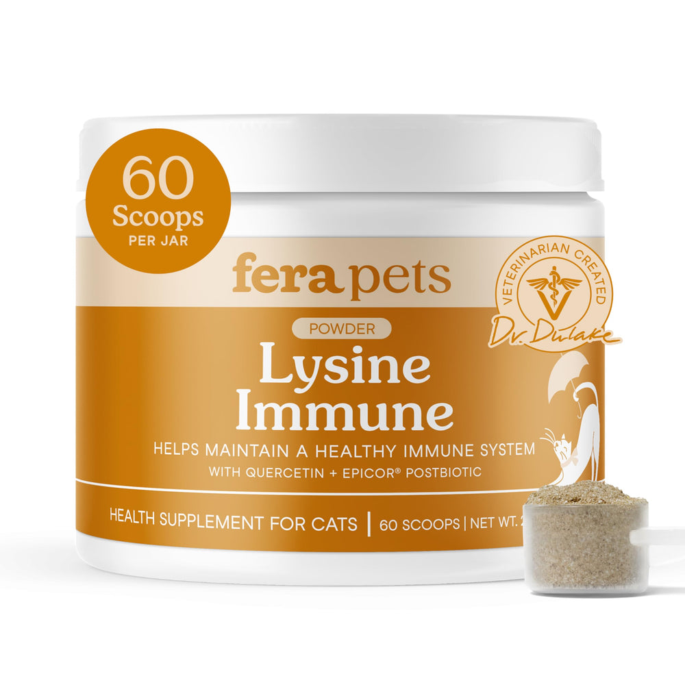Fera Pets Lysine Poudre pour Chats – emballage pratique facilitant le dosage quotidien.