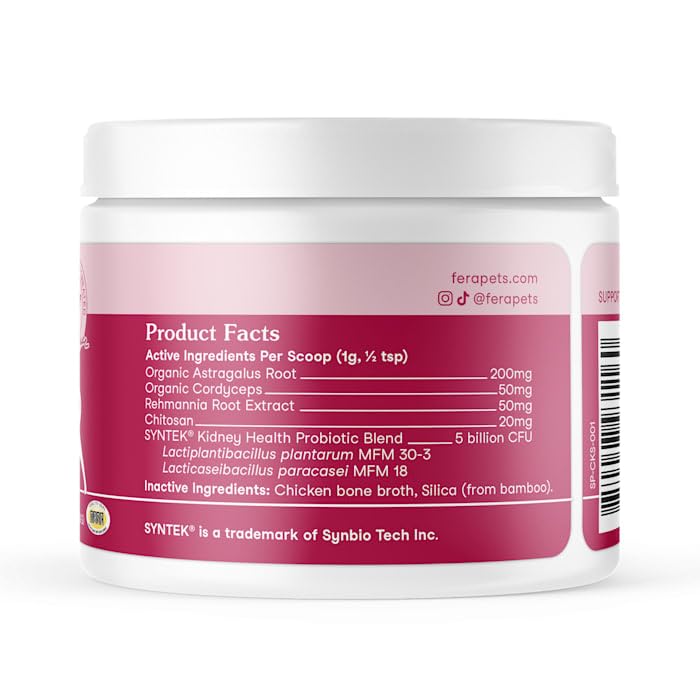 Fera Pets probiotiques rein chien - poudre bénéfique pour digestion et immunité