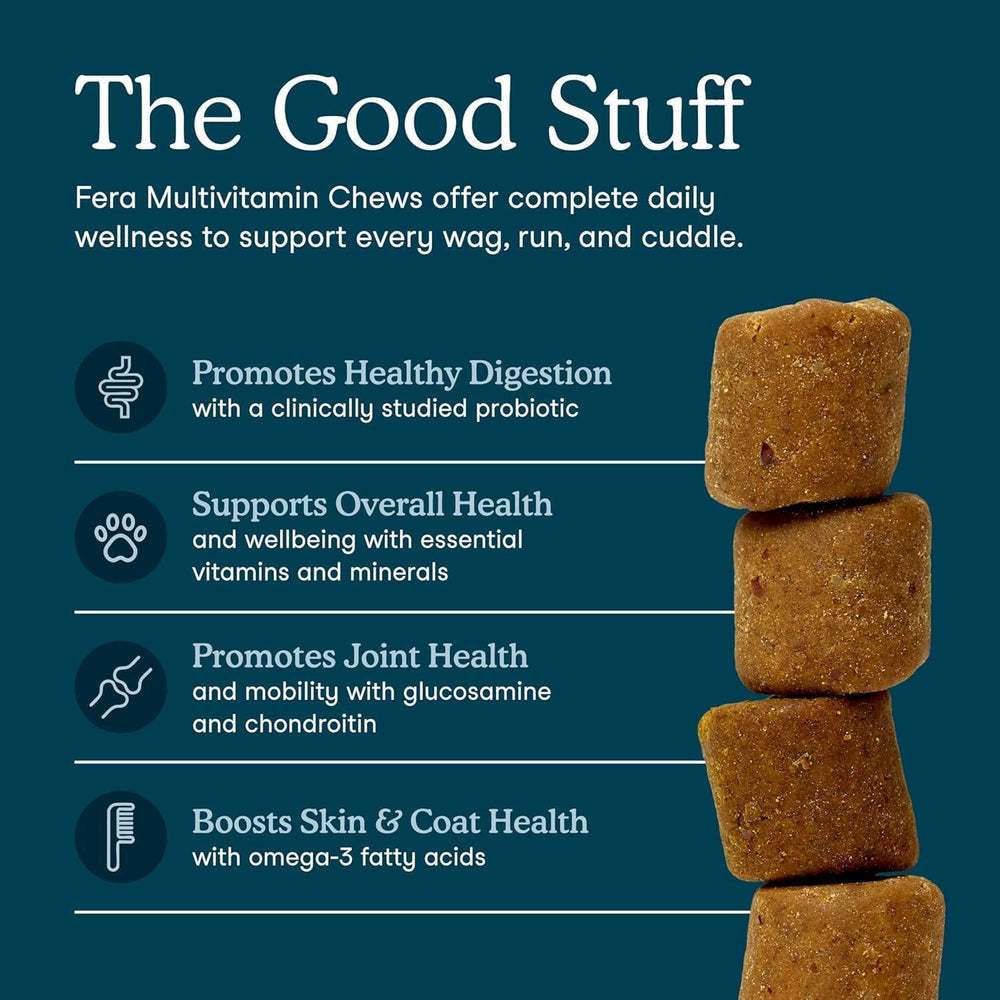 Fera Pets étui des chews chien, pratique et dosage quotidien.