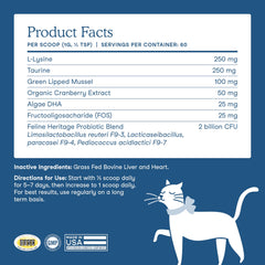 Fera Pets Wellness Blend – Chat au repas: poudre prête à saupoudrer sur la nourriture.