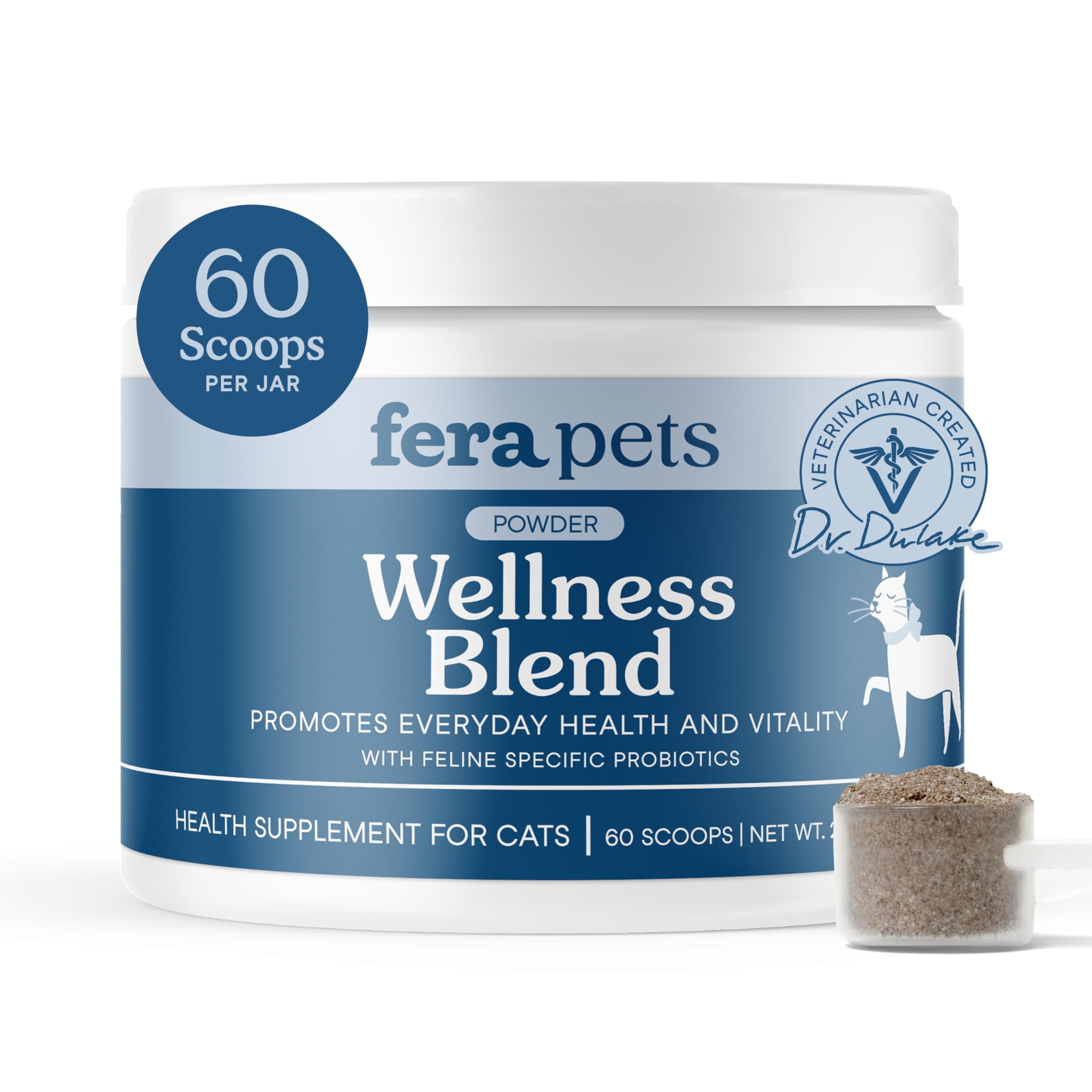 Fera Pets Wellness Blend – Poudre: soutien potentiel des articulations et immunité chez le chat.