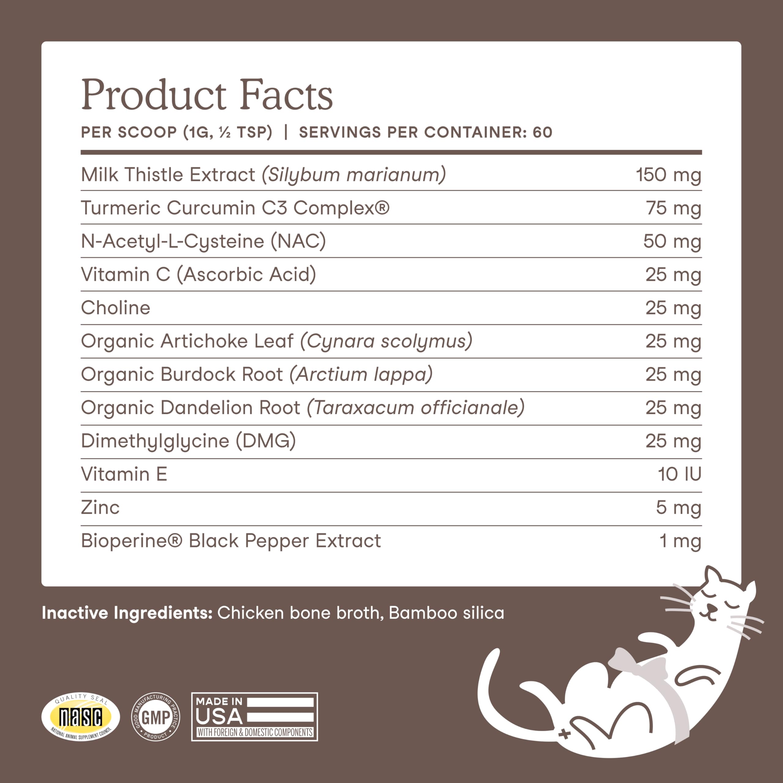 Fera Pets – zinc, burdock, dandelion et artichaut, ingrédients naturels pour la détox et le foie.