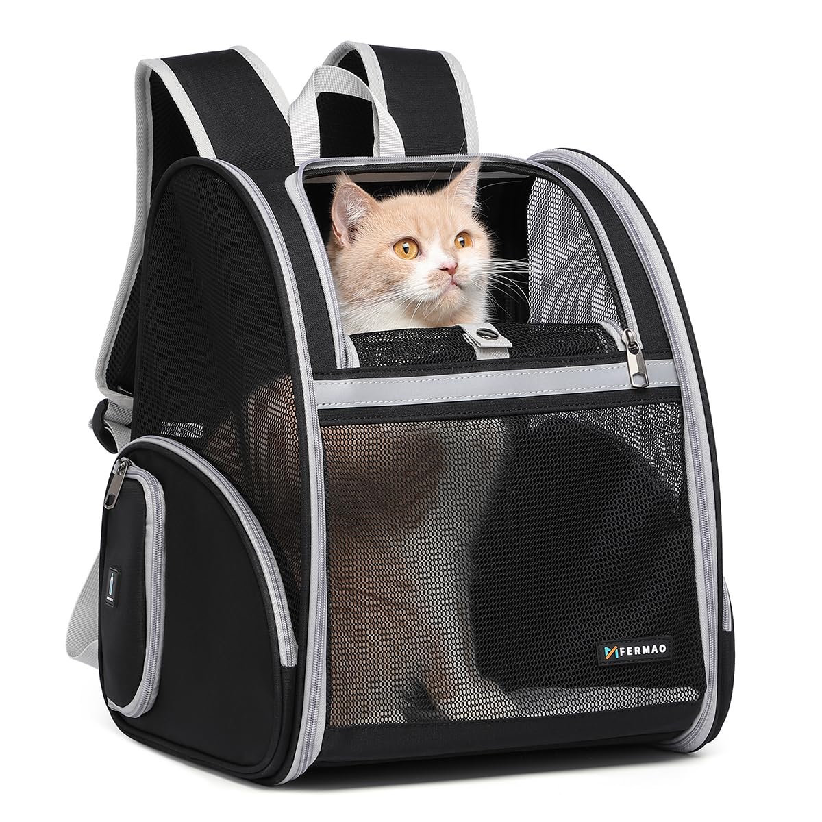 FERMAO Sac-dos-chat-ventile-mailles assure une ventilation optimale pendant les promenades.