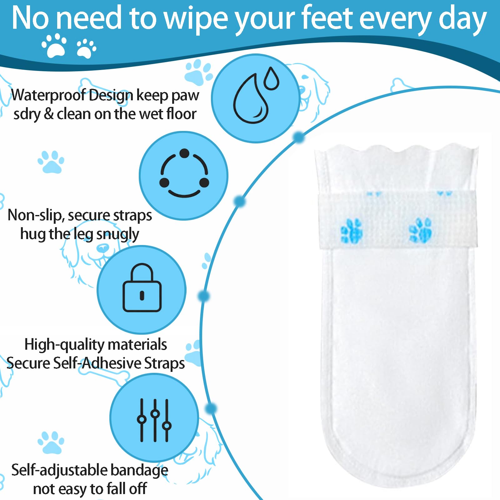 Bottes fernfern à velcro reglables pour chien, ajustement rapide et sûr.