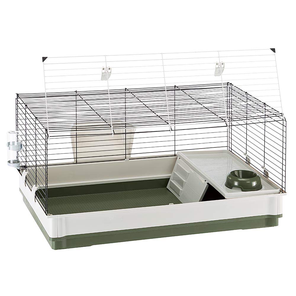 Ferplast Krolik cage-lapin-verte-assiette-nourriture, zone repas propre et pratique.
