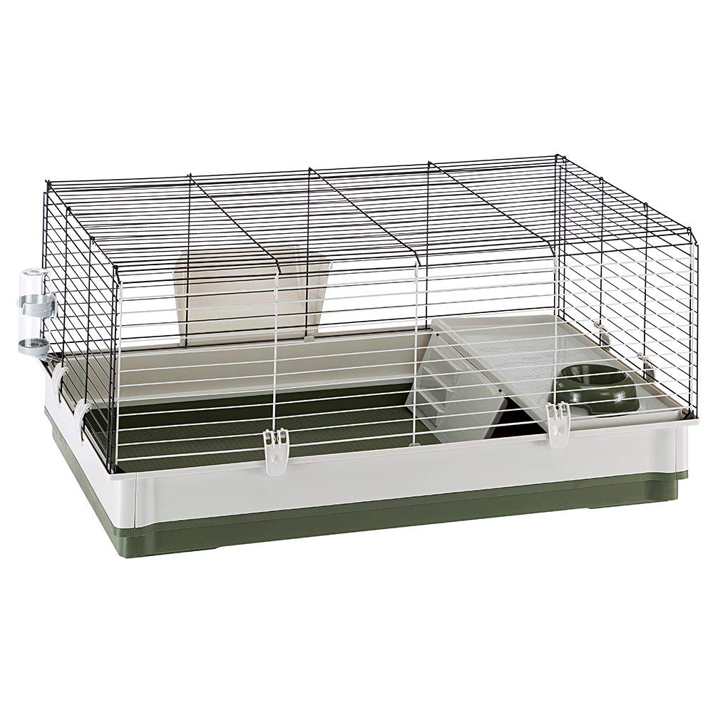 Ferplast Krolik cage-lapin-verte-ensemble-accessoires, habitat prêt à accueillir votre lapin.