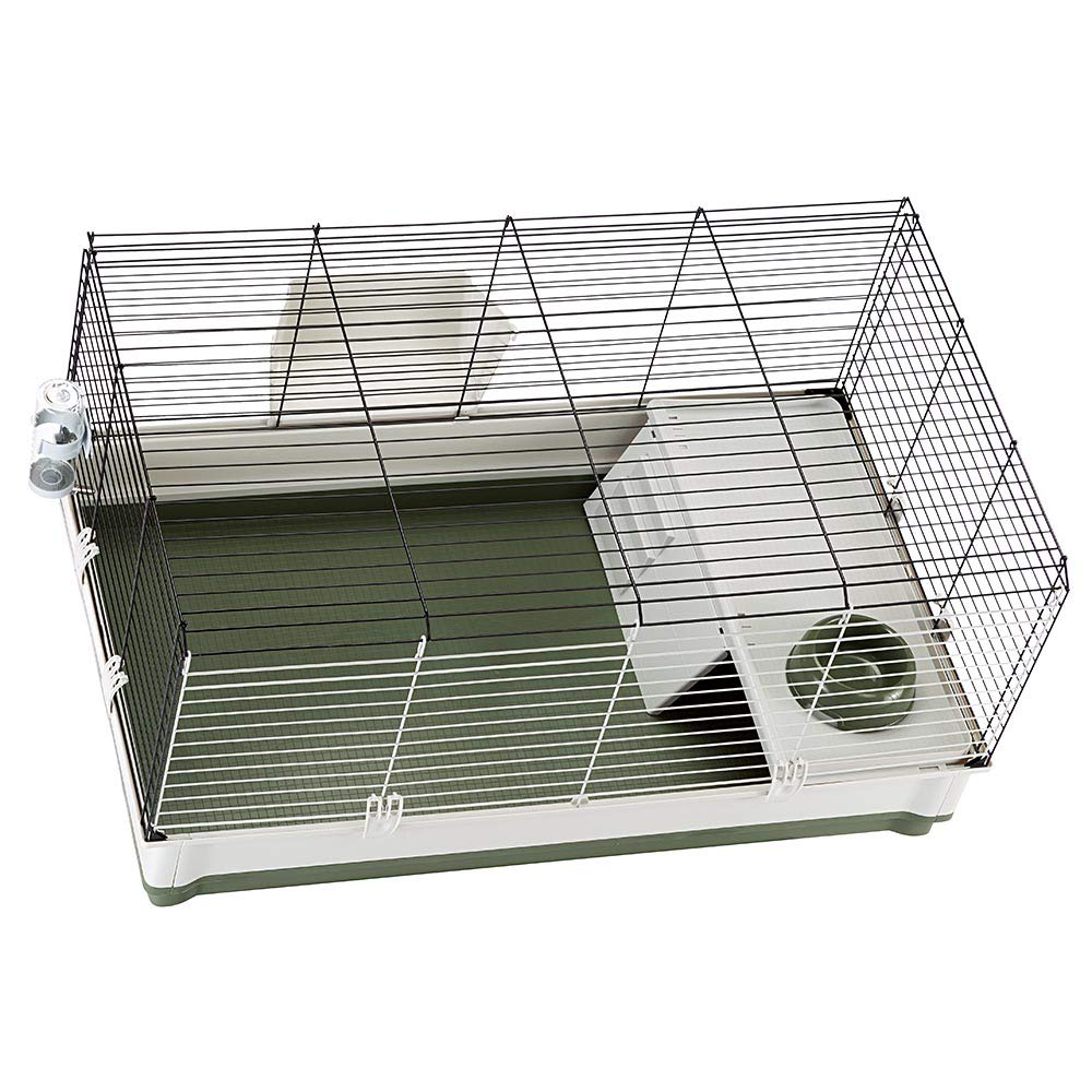 Ferplast Krolik cage-lapin-verte-etage-nourriture, zone d’alimentation surélevée.