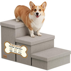 Fecuria escalier chien 3 marches avec rangement caché, pratique pour garder jouets organisés.