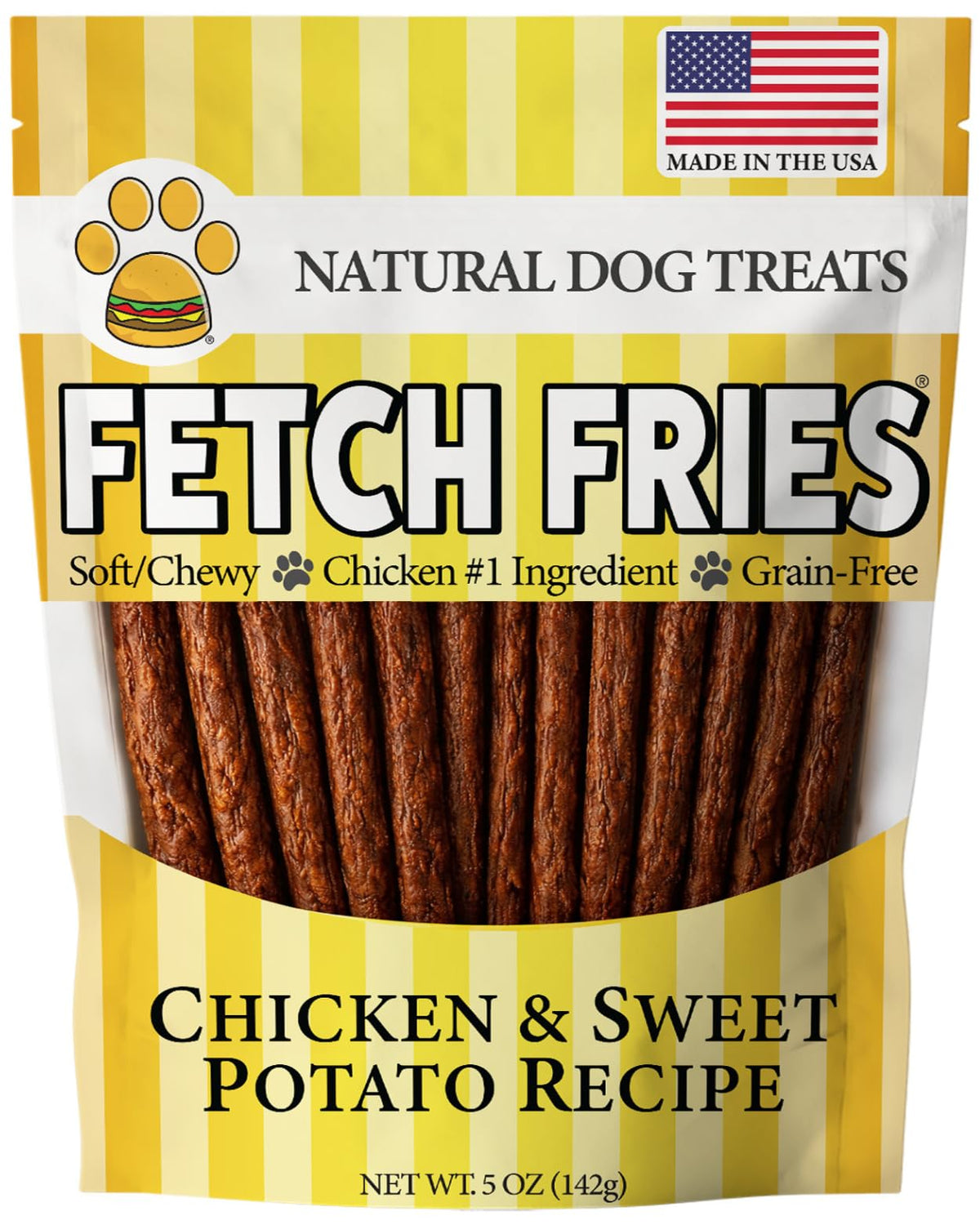 Fetch Fries batonnet poulet-patate-douce friandise naturelle.