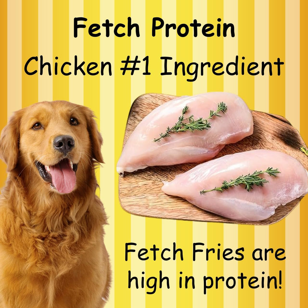 Fetch Fries recompense entrainement avec proteines et gout apprecié.