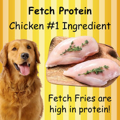 Fetch Fries recompense entrainement avec proteines et gout apprecié.