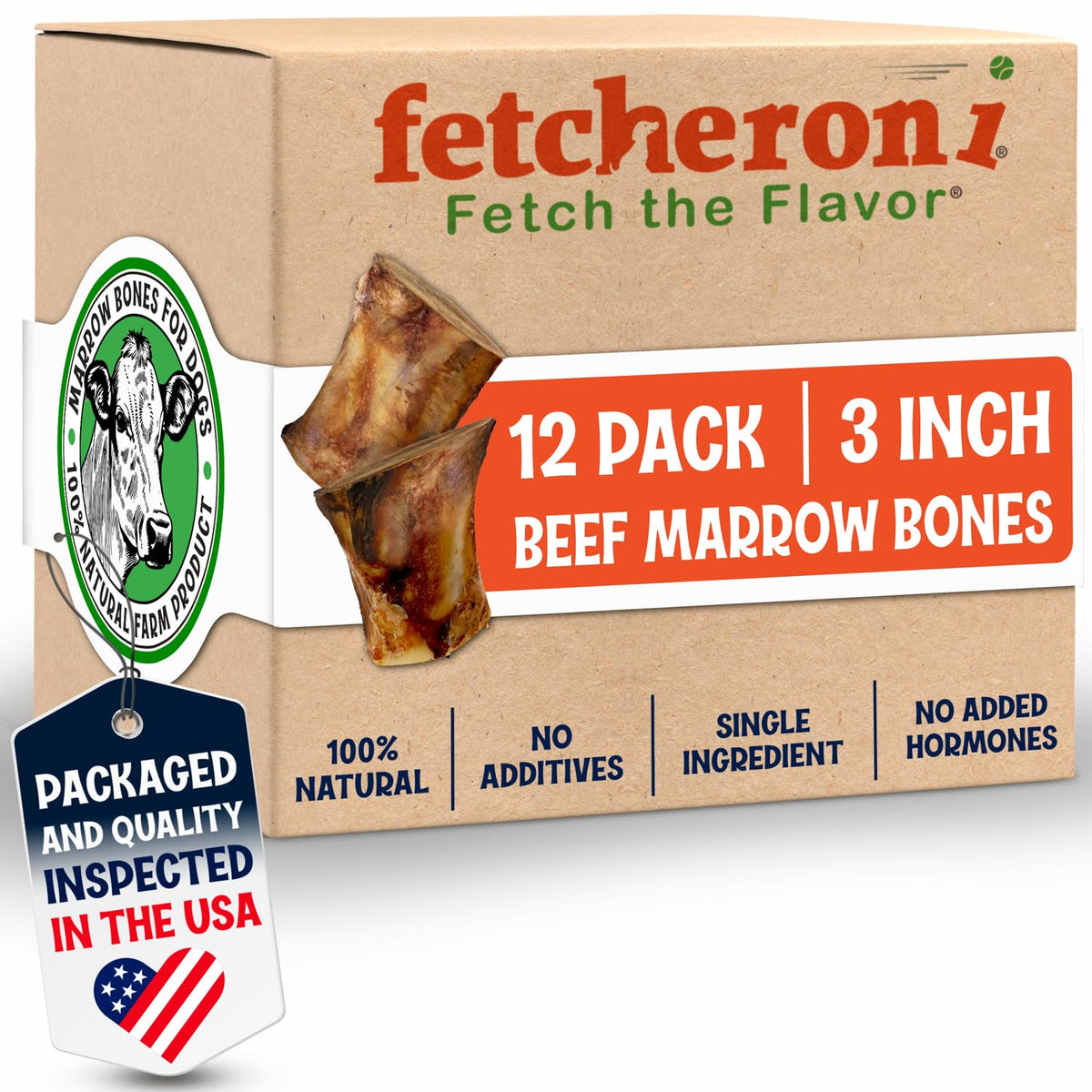 FETCHERONI os à moelle boeuf 3 pouces pack: mastication longue durée.