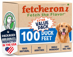 FETCHERONI pattes de canard entières sèches, récompense naturelle pour chien.