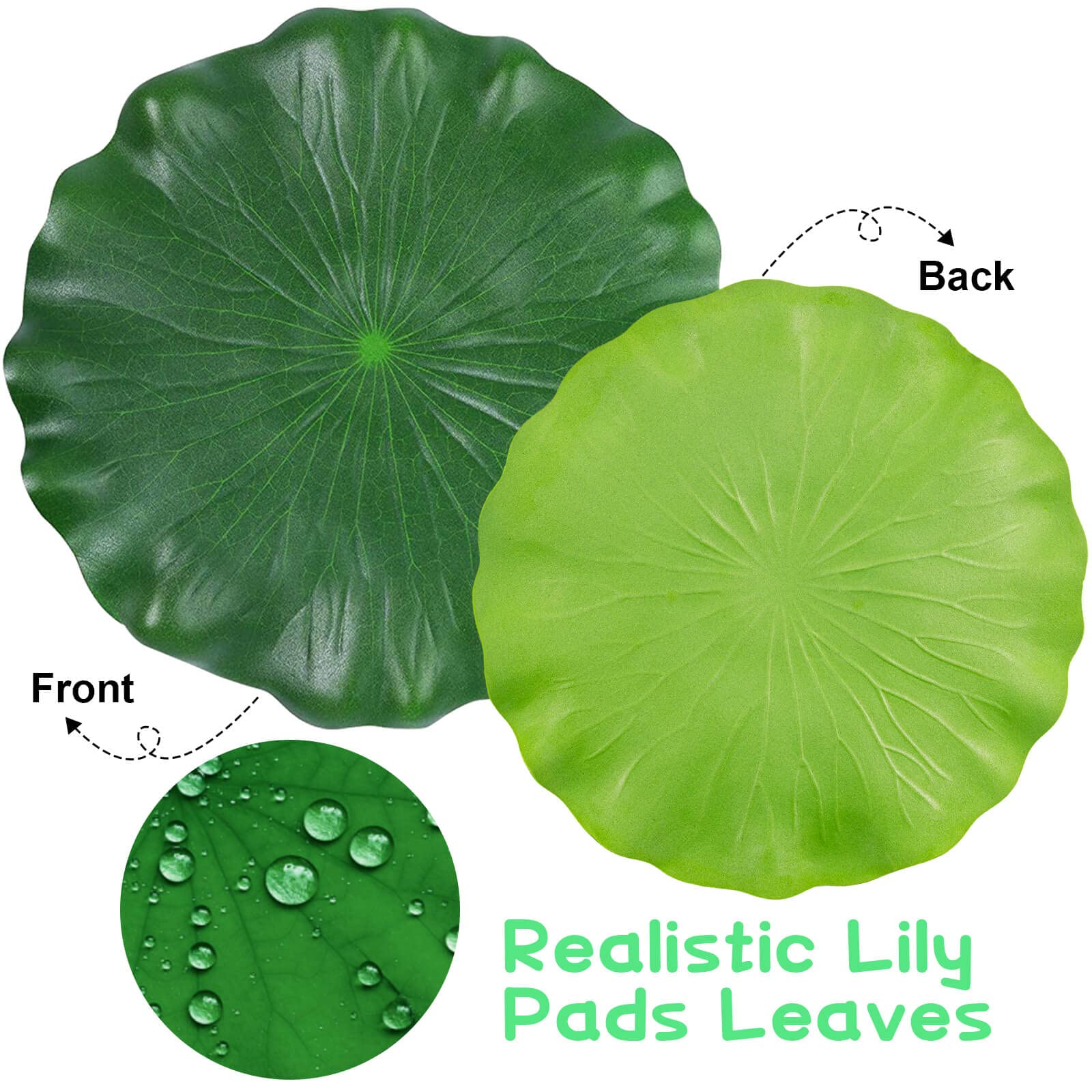 FFNIU nénuphar flottant, ensemble de 12 feuilles pour étangs et piscines.