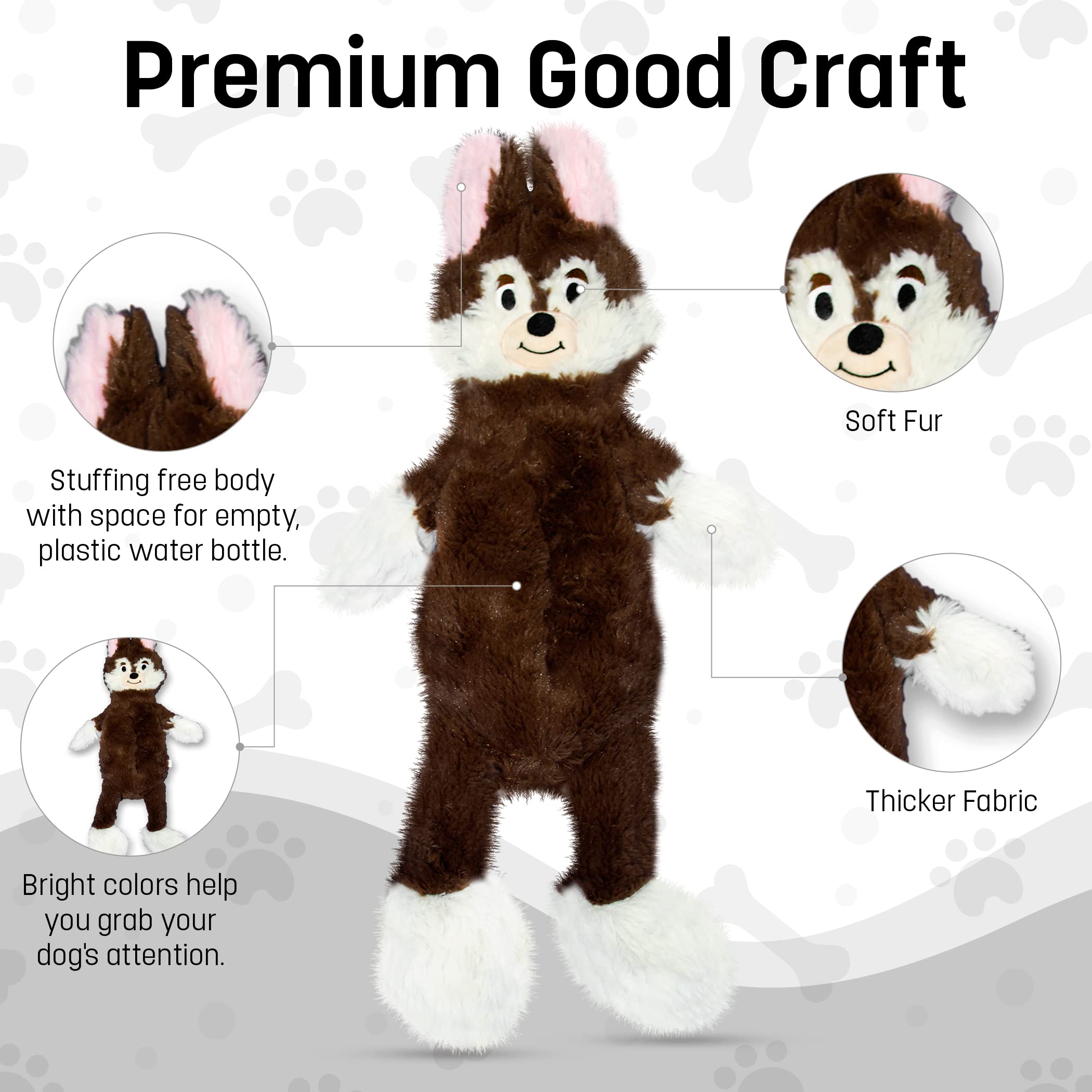 FGA MARKETPLACE pack7 jouets chien flat sans garnissage – longueur adaptée à petits et moyens chiens.