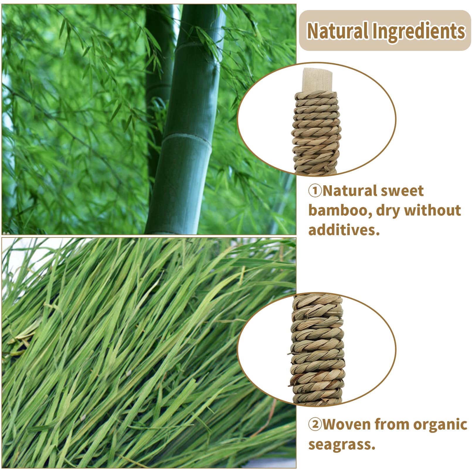 Jouets Fhiny bâtons-grignage bambou naturel, divertissent les petits animaux.