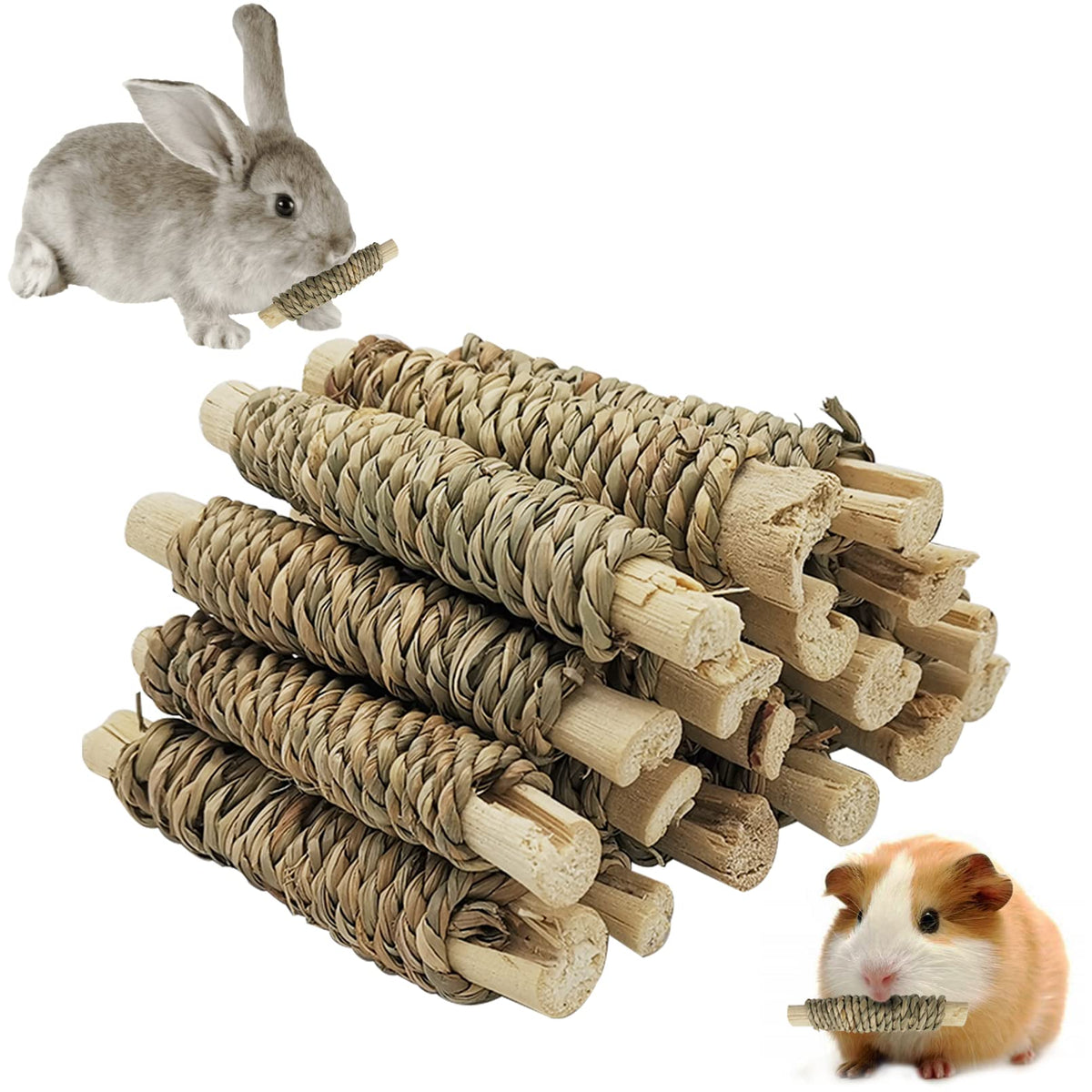 Jouets Fhiny ensemble-mâche seagrass-bambou pour cochons d'Inde.