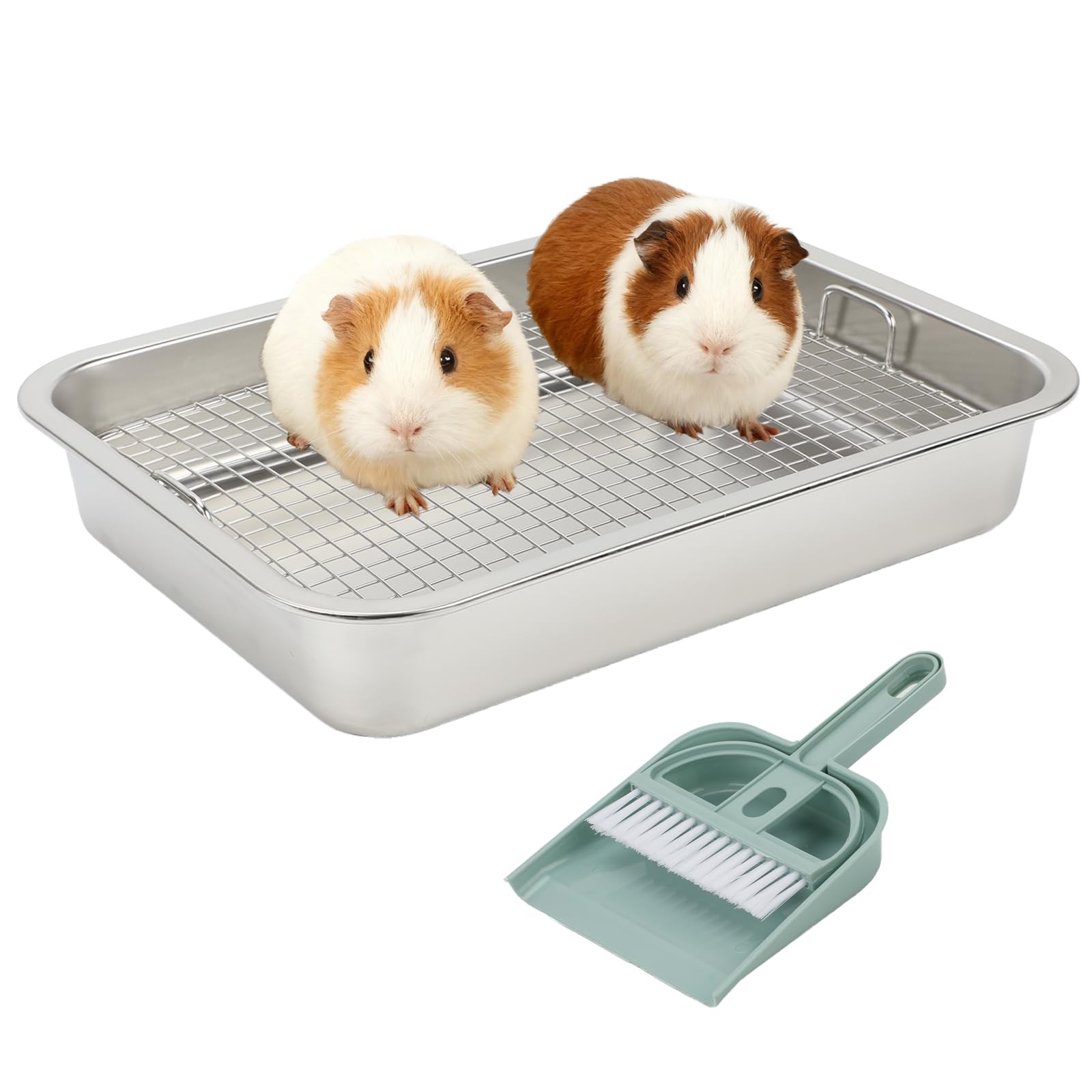 FHTONGE bac-litiere inox rectangulaire pour rongeurs, durable et simple à nettoyer.
