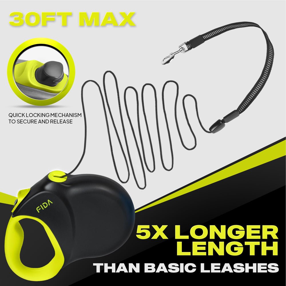 Cordon retractable anti-enlacement Fida, design robuste et sans enchevêtrement.