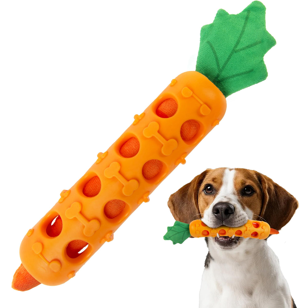 Fida 2-en-1 carotte avec feuilles crissantes, divertissement mental pour chiots.