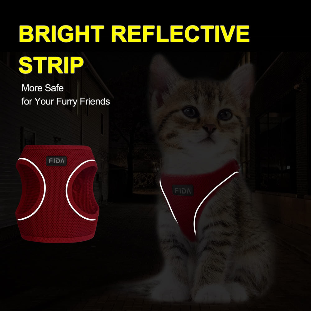 Harnais Fida chat réfléchissant pour meilleure visibilité nocturne.