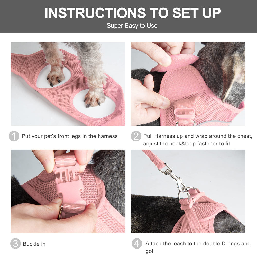 Harnais Fida pour chat rose, bandes réfléchissantes pour la sécurité nocturne.