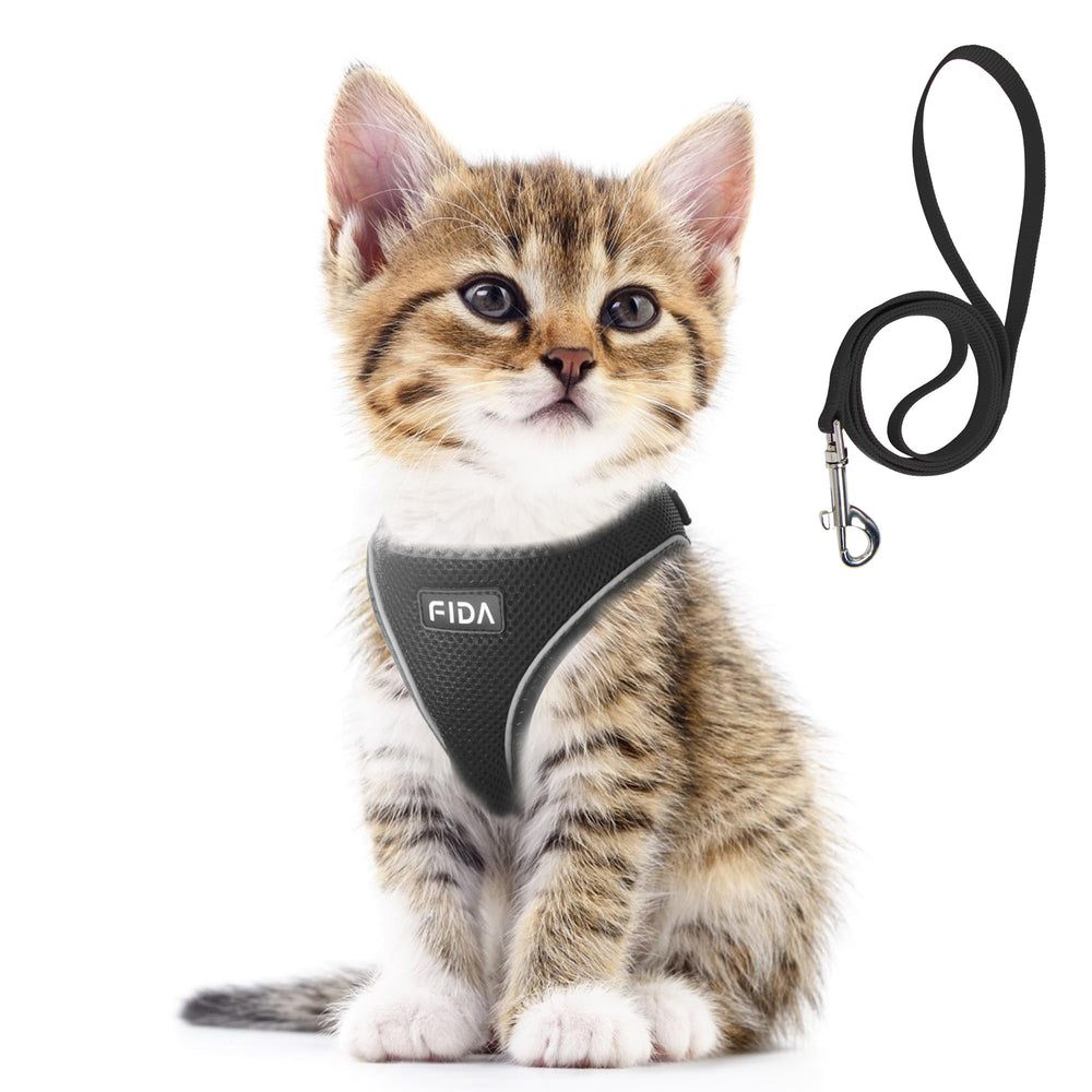 Harnais Fida chaton XS avec laisse — confort et sécurité en promenades.