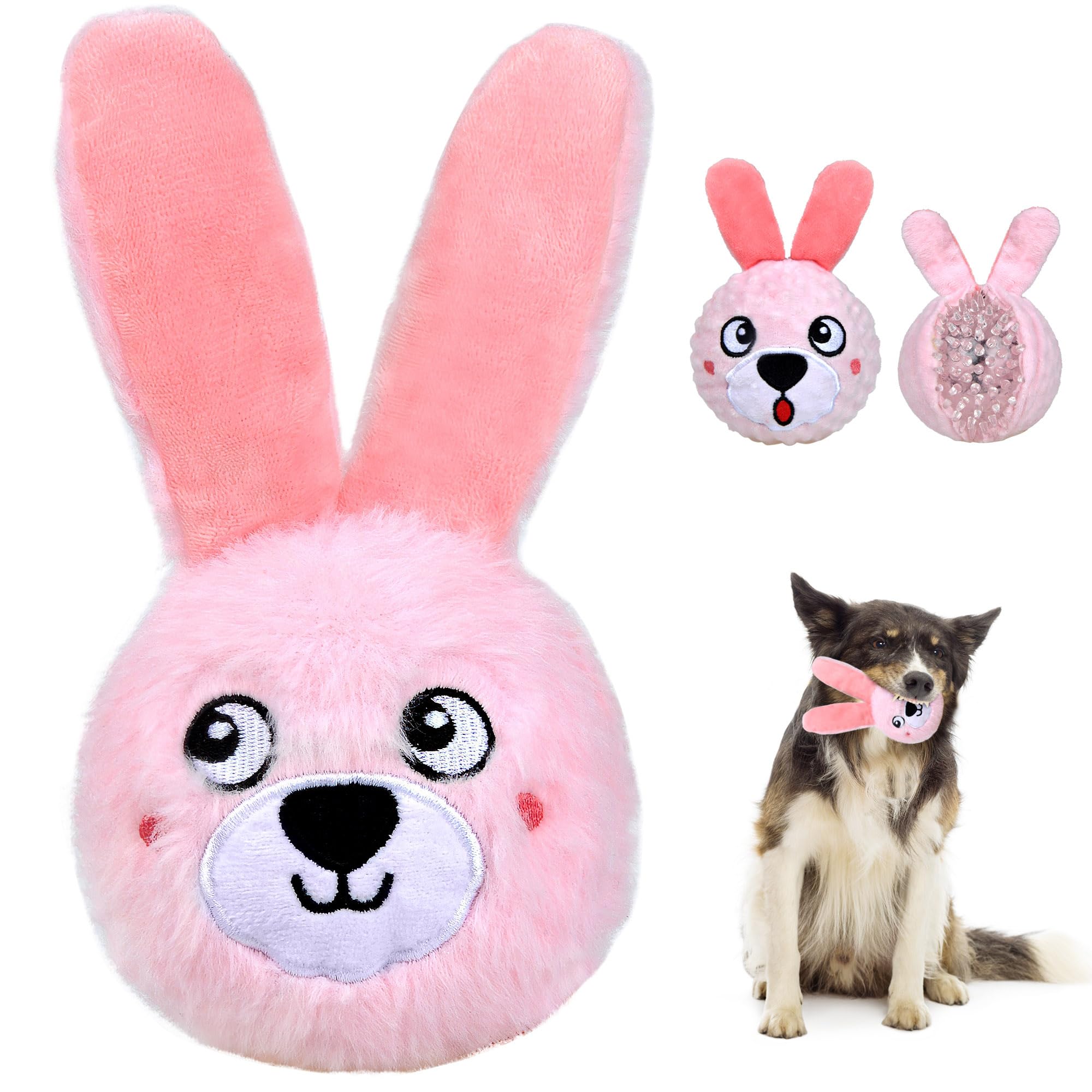 Jouet Fida lapin rose avec sifflet pour chiens actifs.
