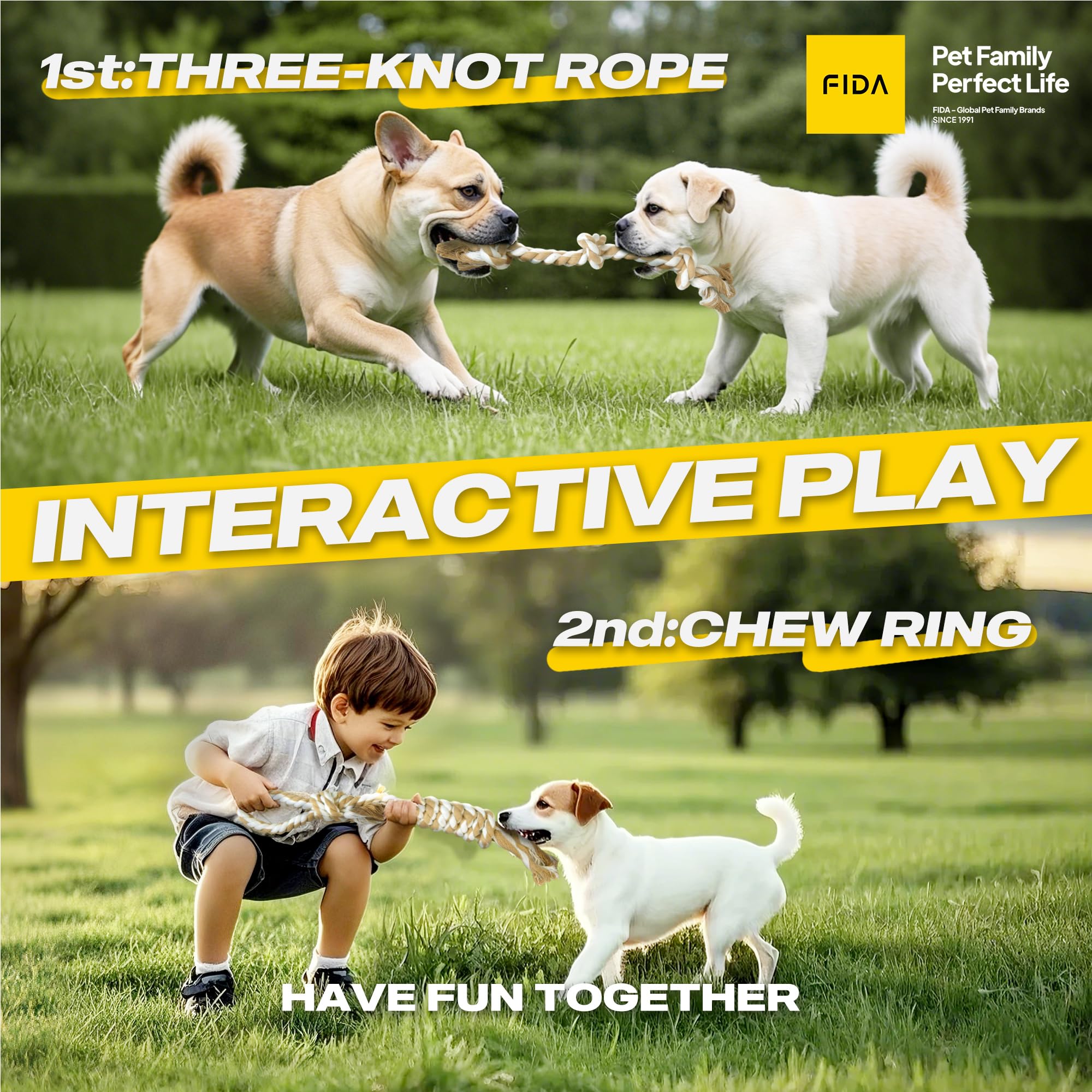 Jouet Fida corde-tug simple, parfait pour les jeux de tir et traction.