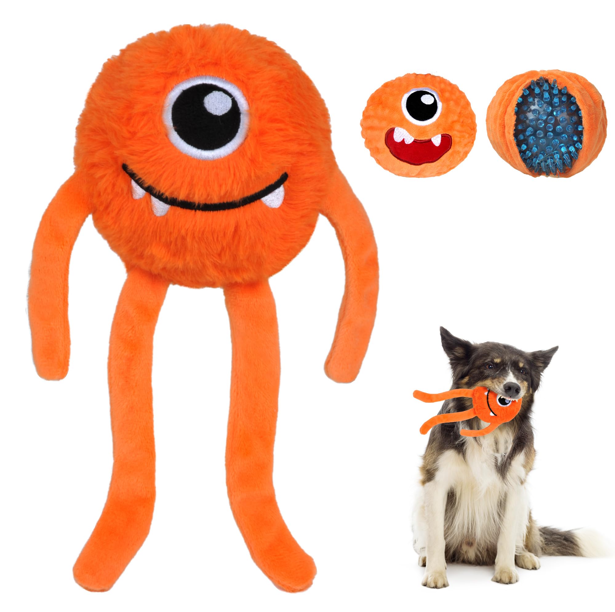Jouet Fida 3-en-1 orange pour chiens mordants, durable et divertissant.