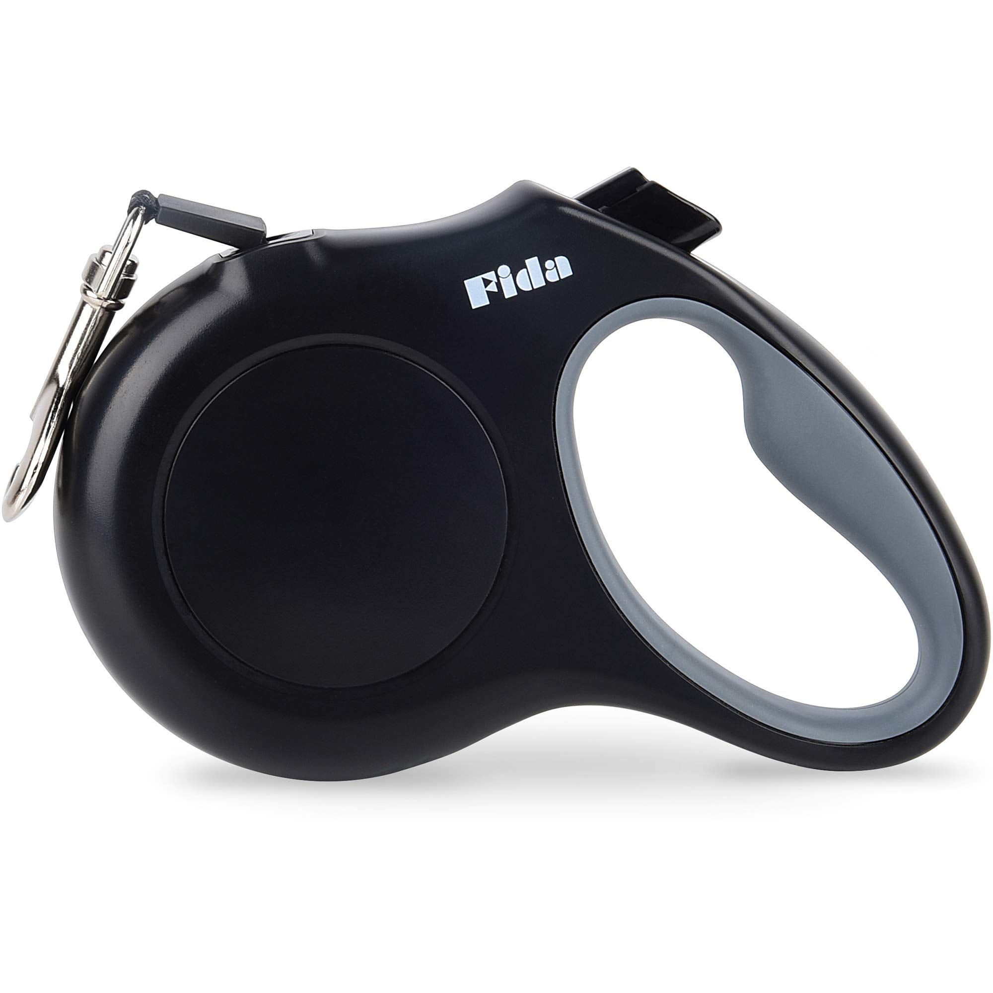 Laisse Fida rétractable 16 pieds, robuste pour balades prolongées.