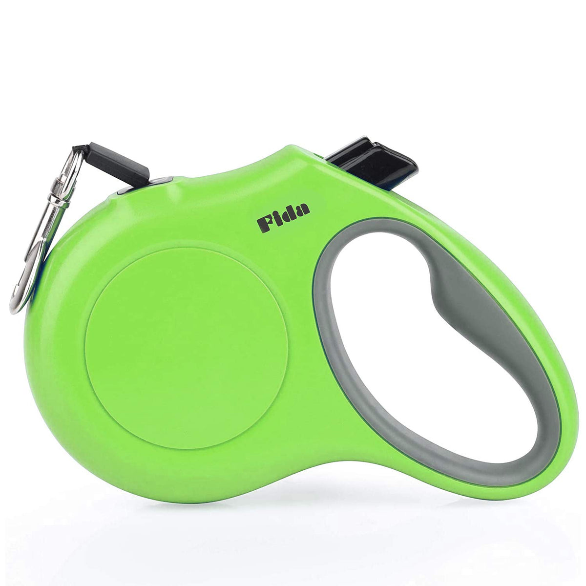 Laisse Fida rétractable verte en promenade, sécurité et contrôle.