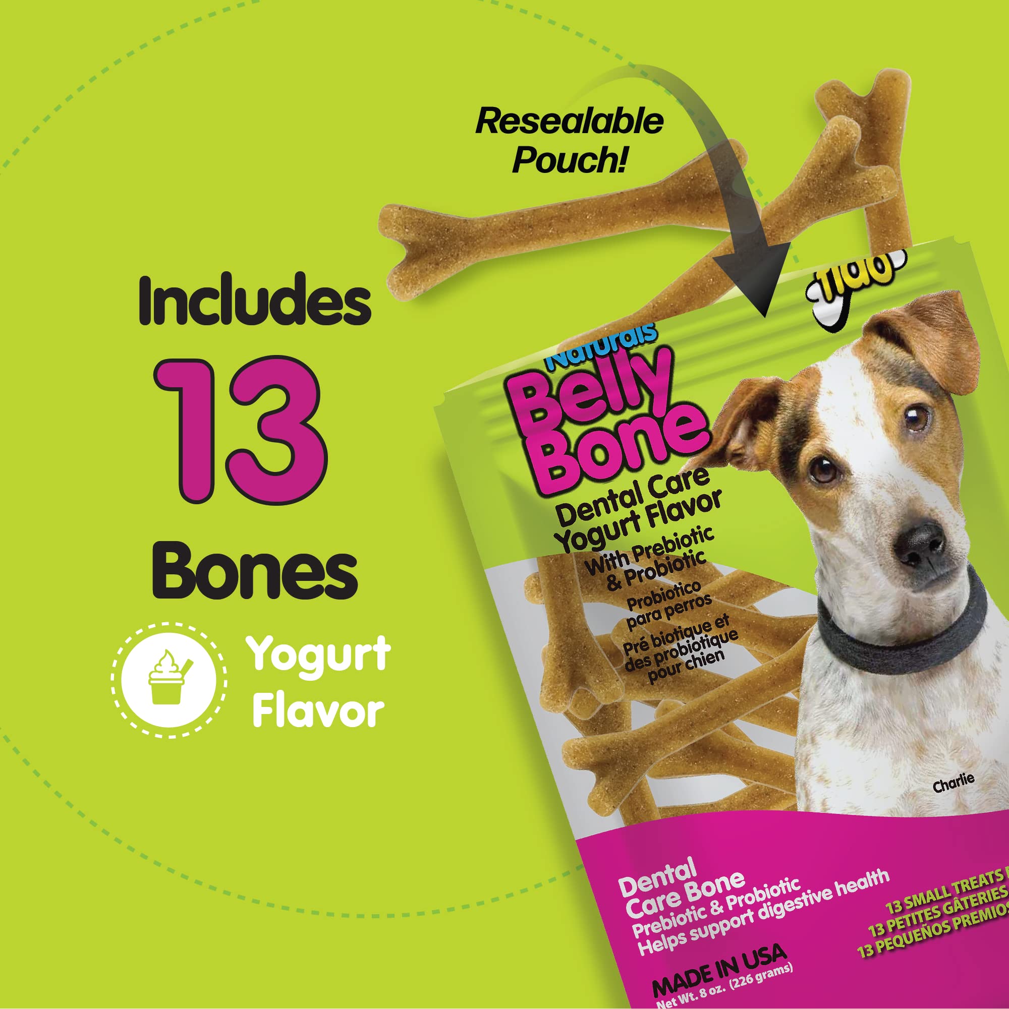 Fido Belly Bone yaourt, ingrédients naturels riches en antioxydants et oméga.