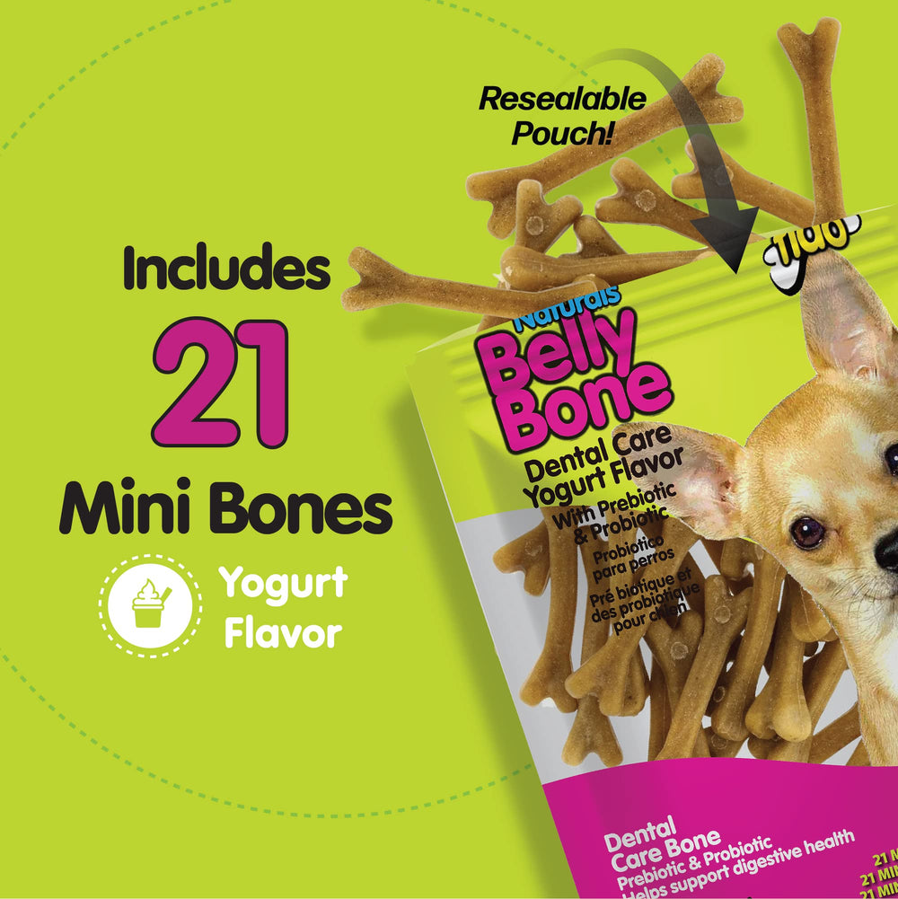 Fido Belly Bones mini améliore l'haleine et réduit la plaque pour petits chiens.