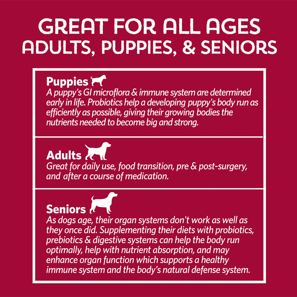 Convient aux chiens adultes et chiots pour un soutien digestif.