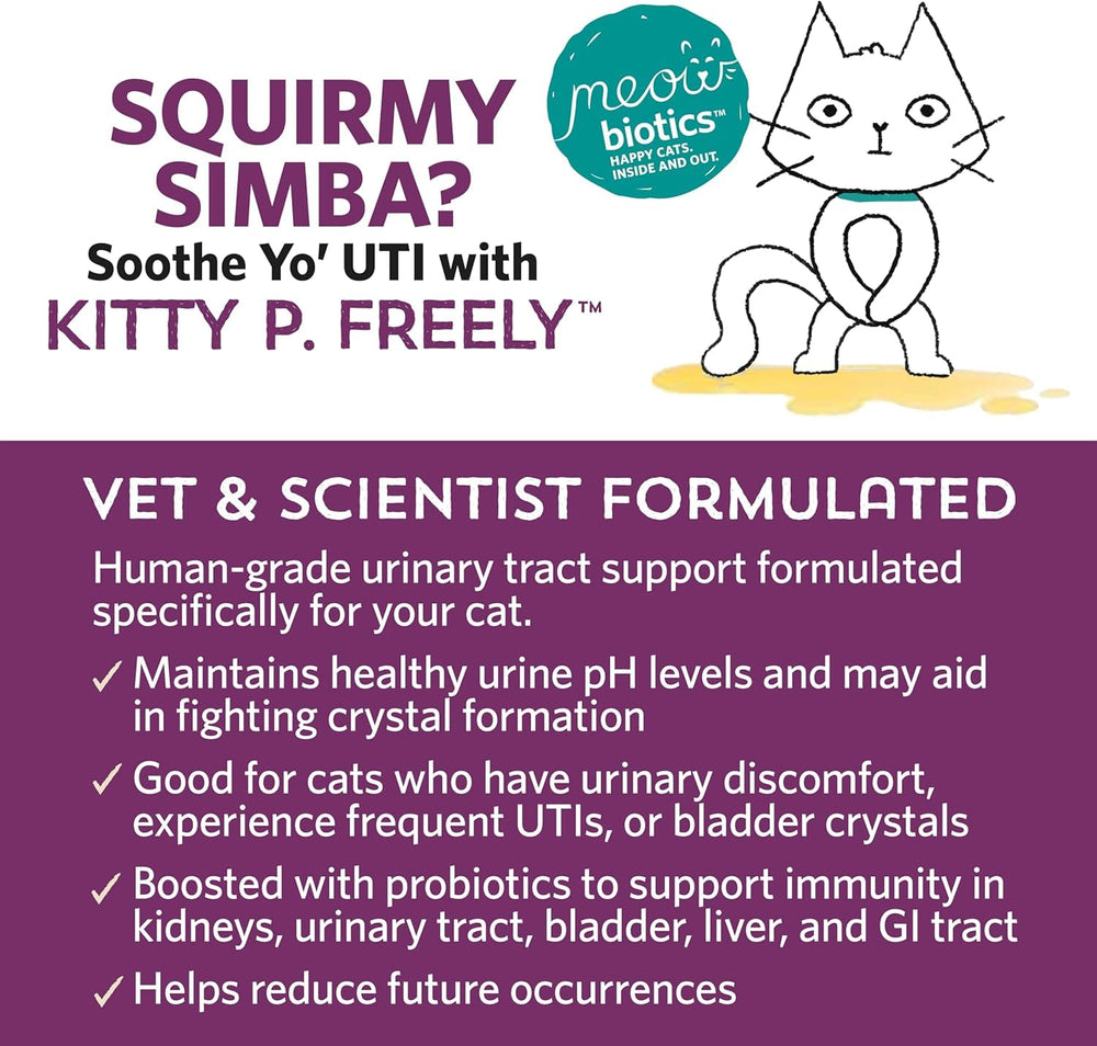 Meowbiotics Kitty P Freely: soutien urinaire et confort pour le chat.