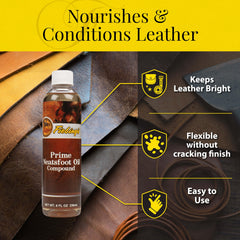 Adoucit et rénove les cuirs grâce à Fiebing's Prime Neatsfoot Oil