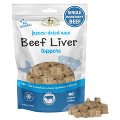 Fieldcrest Farms foie de boeuf lyophilisé dans bol chien, incite à manger.