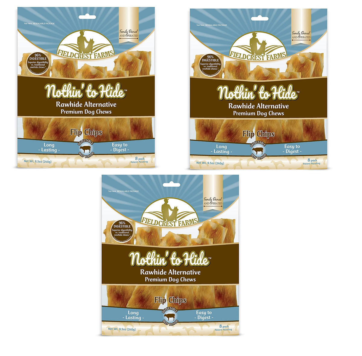 Fieldcrest Farms Nothin to Hide boeuf – emballage clair pratique pour chien.