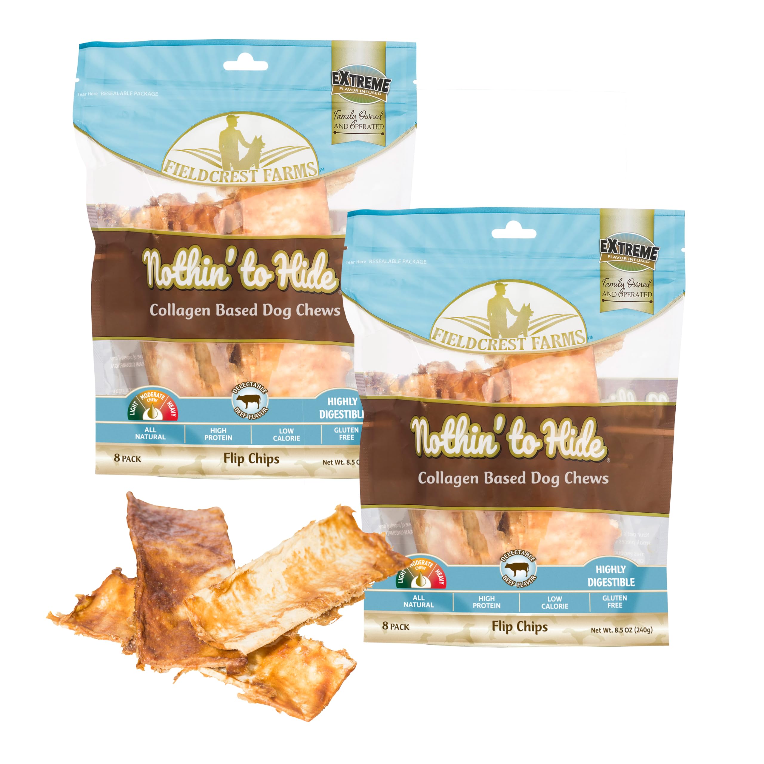 Fieldcrest Farms Nothin' to Hide Flip Chips boeuf, sachets réutilisables pour une récompense durable.