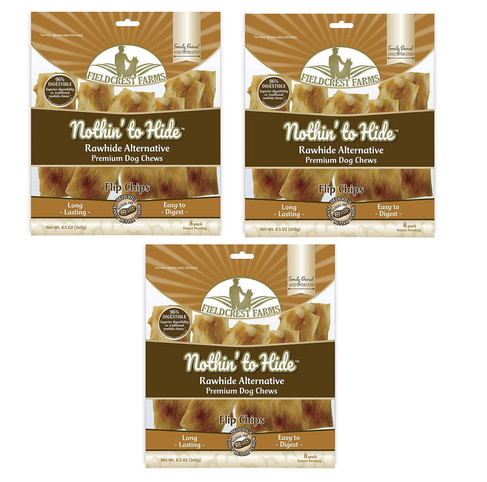 Fieldcrest Farms Nothin to Hide Flip Chips au beurre d’arachide, croquant et savoureux pour chiens.