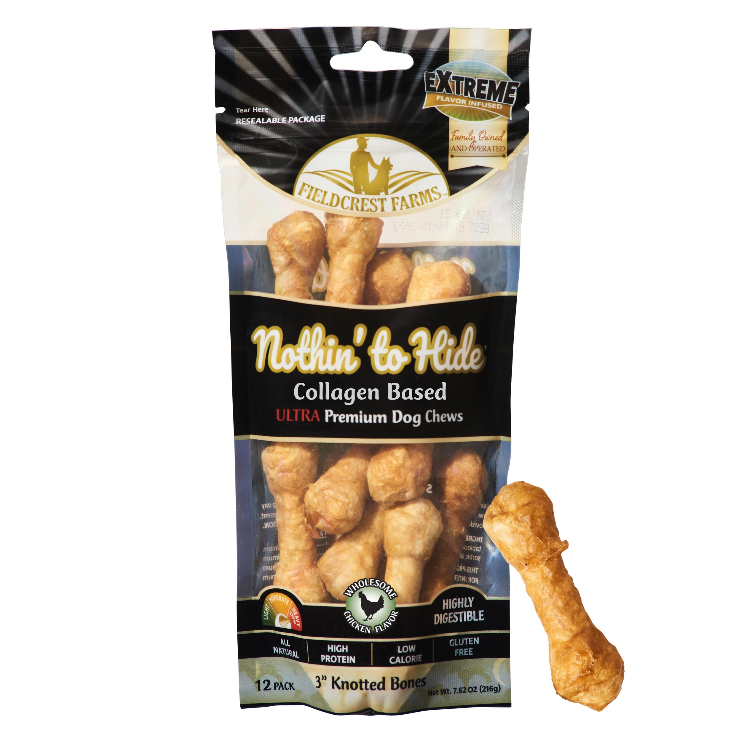 Fieldcrest Farms Nothin' to Hide — os-noeud poulet 3 pouces, pour occuper votre chien.