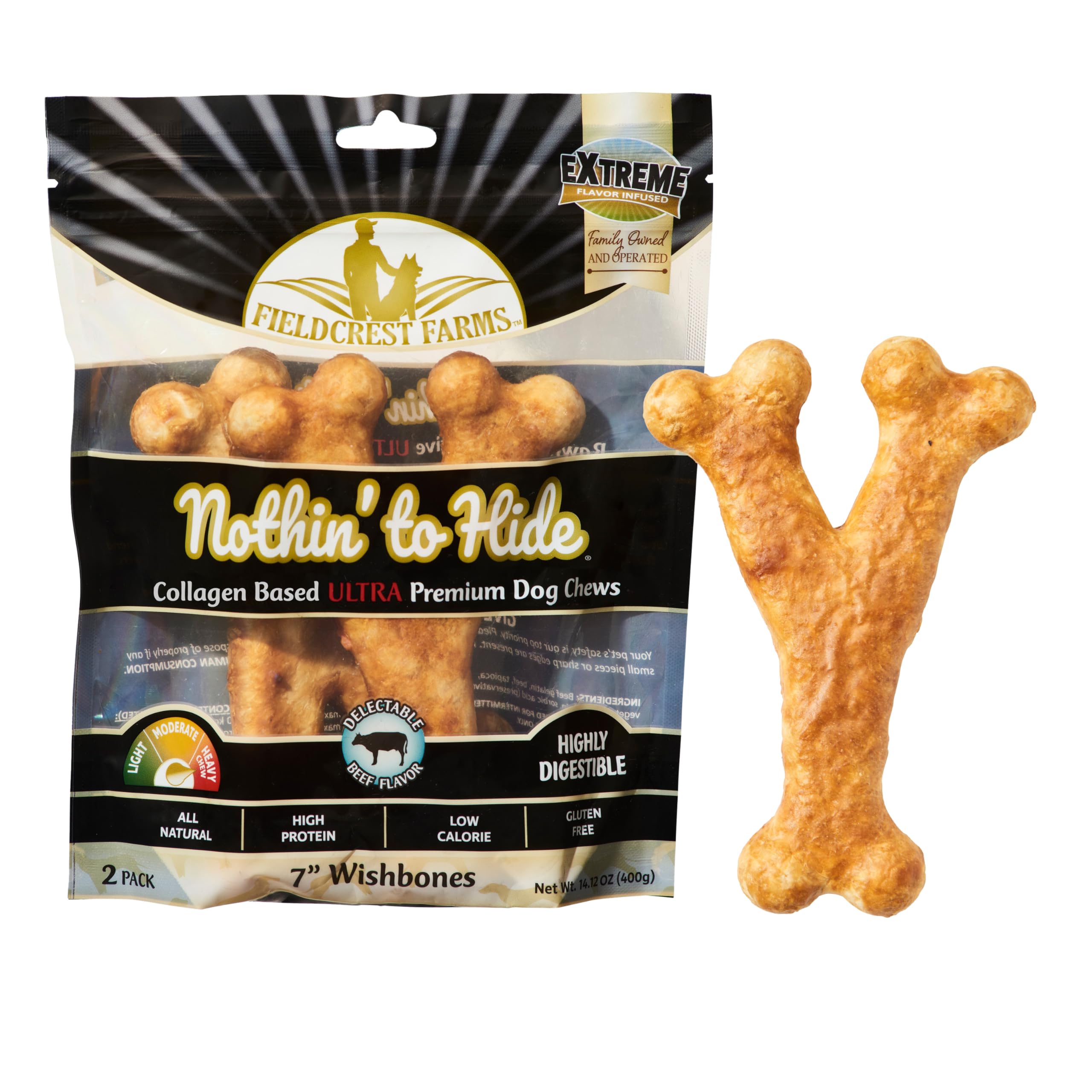 Fieldcrest Farms os collagene boeuf 7 pouces, mastication durable pour gros chiens.