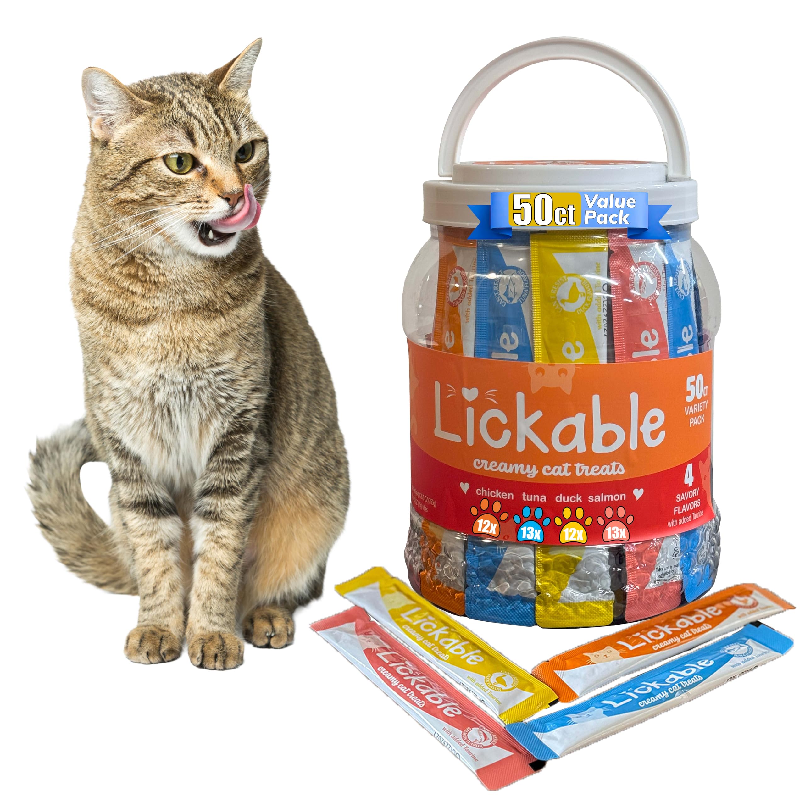 Fieldcrest Farms Lickable Chat – tubes poulet: variété 50 tubes, pratique et frais.