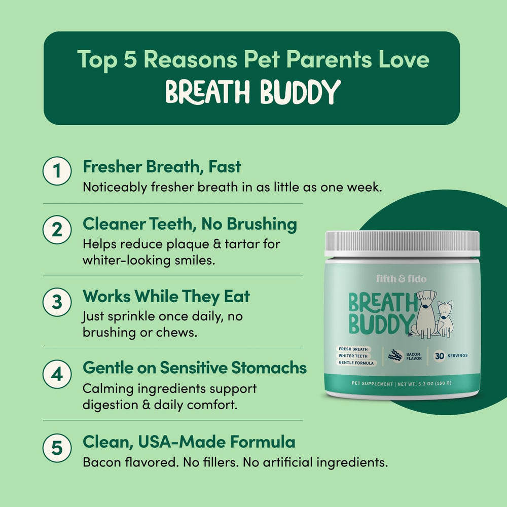Breath Buddy Fifth & Fido, zeolite, absorption des odeurs pour haleine plus agréable.