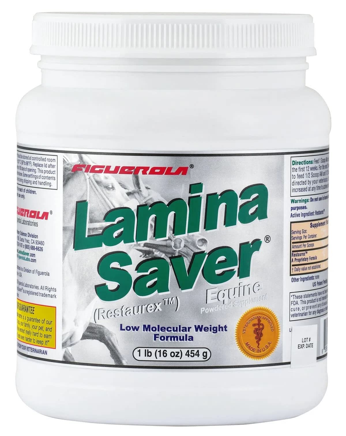 Figuerola LaminaSaver - bouteille de 1 livre, soutien potentiel des sabots et régénération cellulaire.