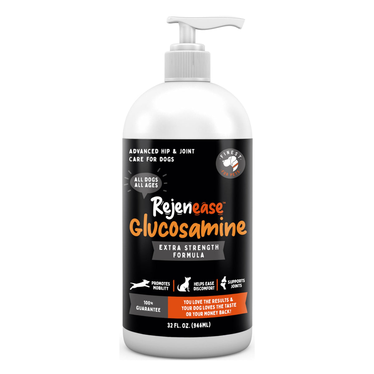 Finest For Pets – bouteille liquide glucosamine pour chiens, soutien mobilité potentiel.