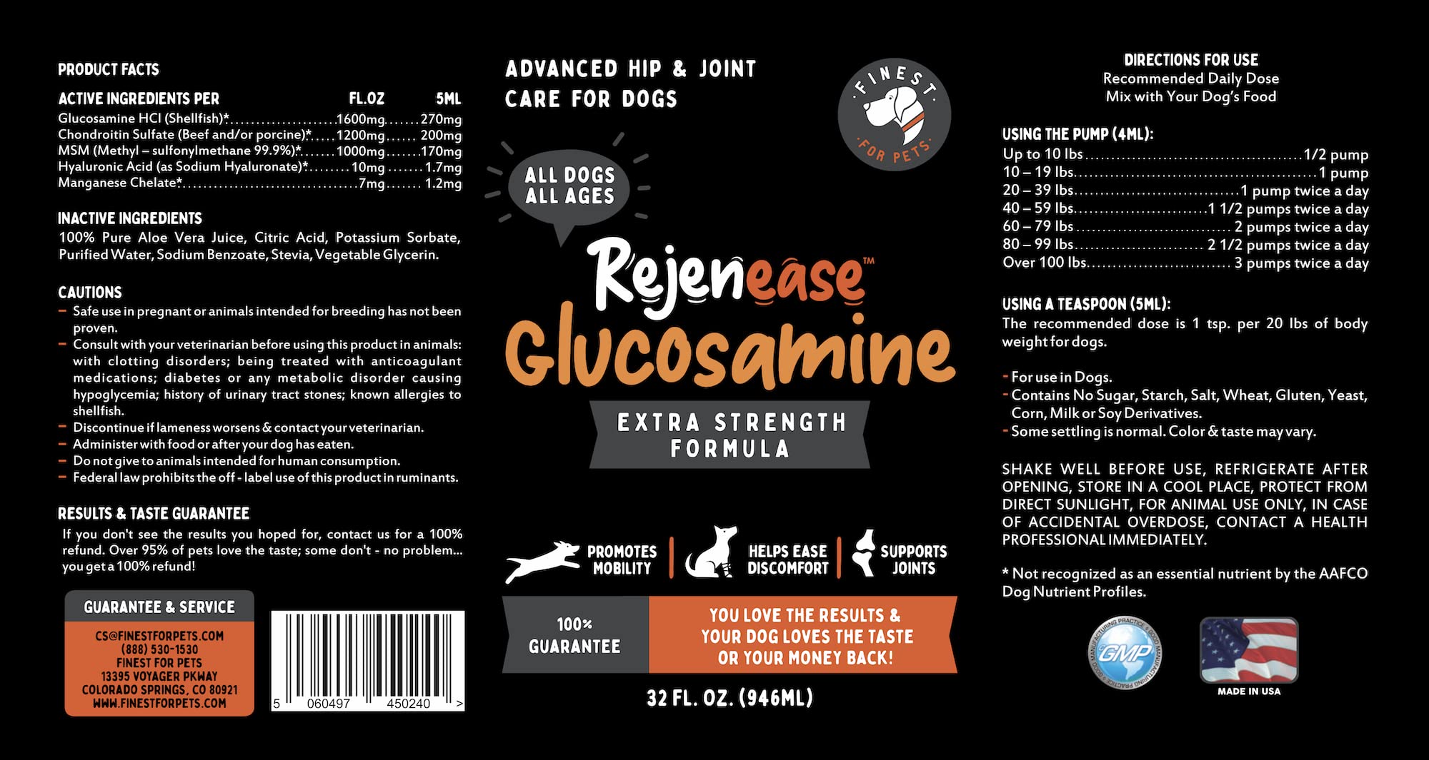 Finest For Pets – ingrédients naturels et glucosamine de qualité pour chiens.